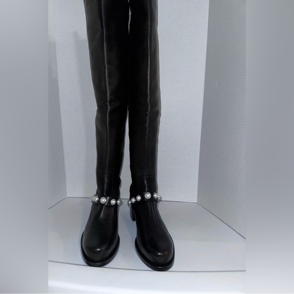 Stuart Weitzman Portia Pearl 50/50 Black OTK Boots 9 - Picture 3 of 9